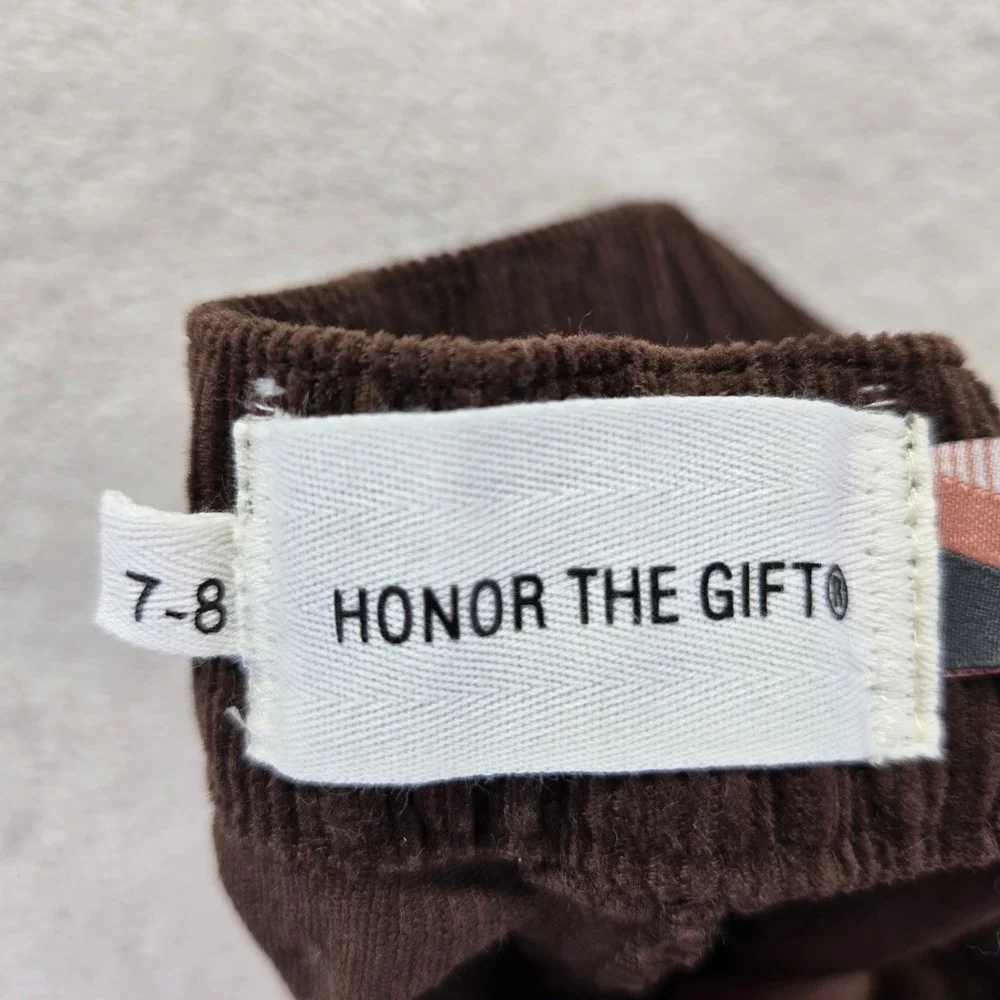 HONOR THE GIFT Boys Brown Corduroy Pants Size 7-8‎ Embroidered Preppy Kidcore